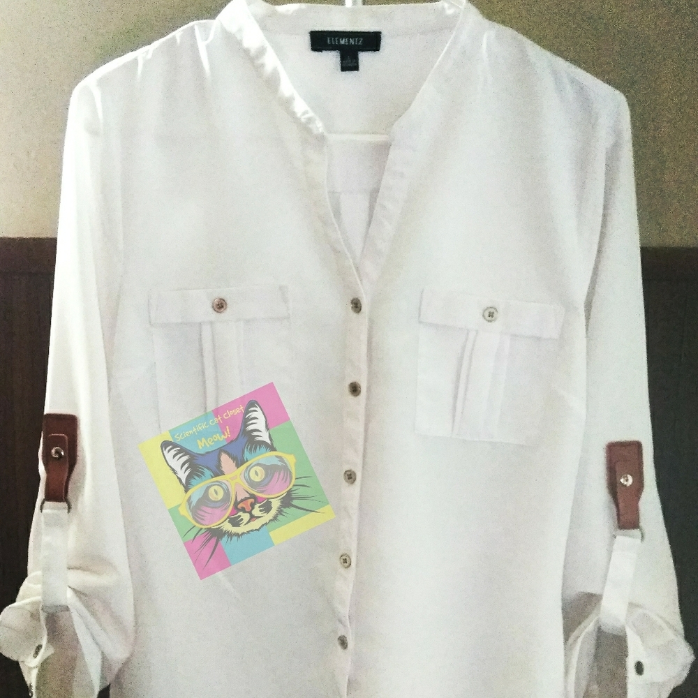 Elementz Womens White Blouse 3 quarter Sleeves